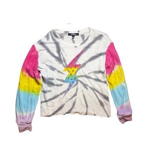 Flowers by Zoe tie dye lightning bolt sweatshirt Girls SZ 6 excellent condition
